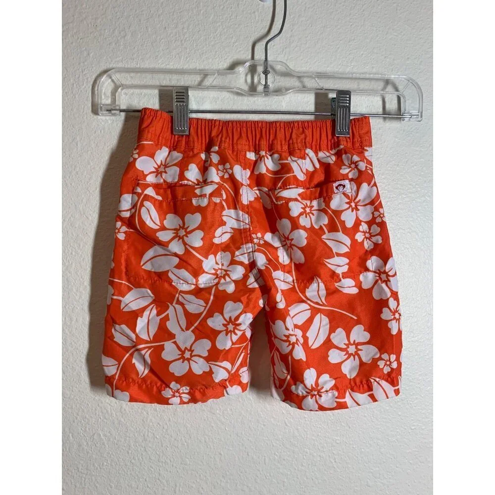 Appaman Hawaiian Print Boys Swim Shorts Trunks Size 3T Orange Beach Pool Summer